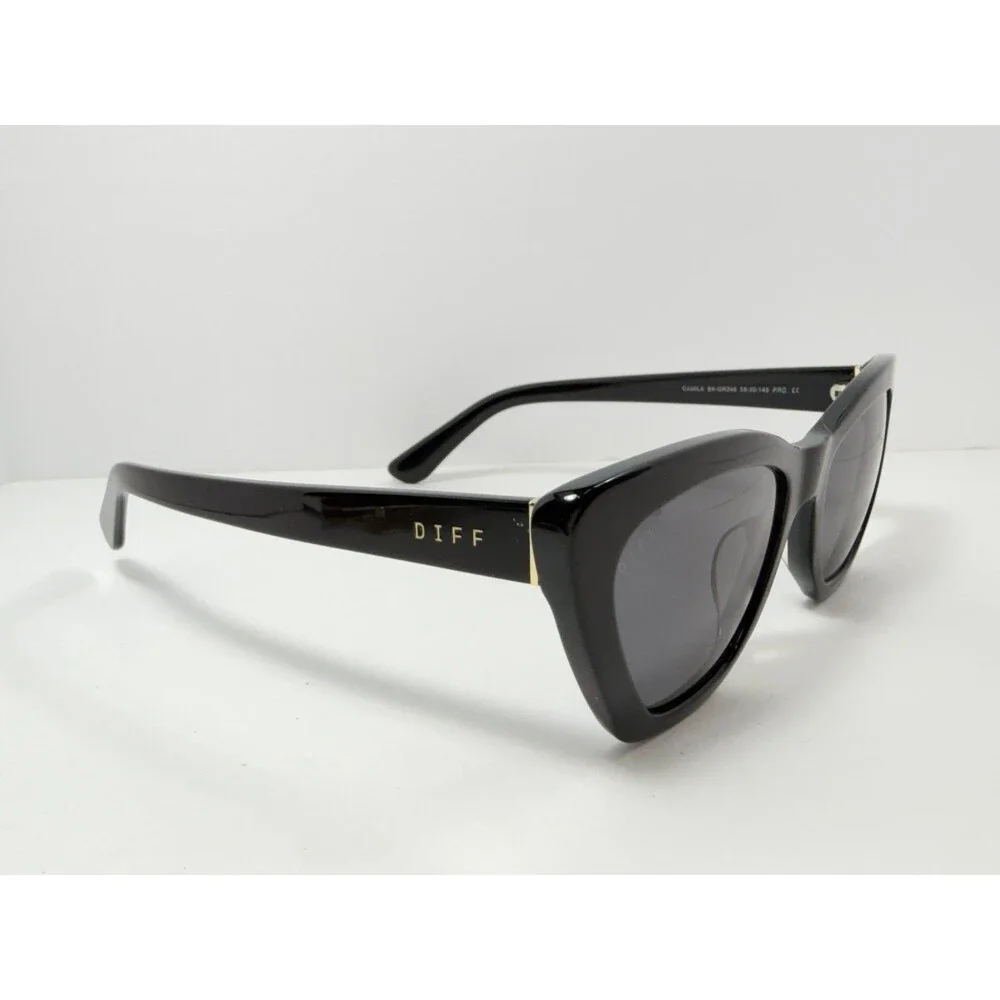 DIFF Eyewear Camila BK GR246 Women's Black Cat Eye Sunglasses 58mm UV Protection